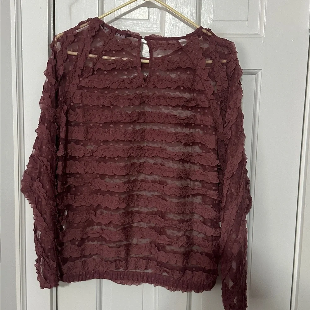Zara blush pink lace and net blouse size medium
